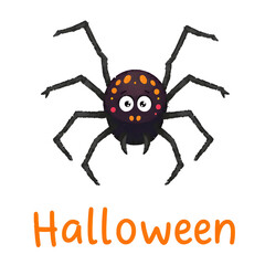Obraz premium Cute Halloween spider illustration on a white background in a playful doodle style. Generative AI