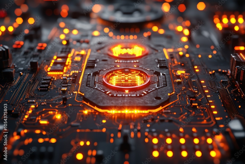 Aufkleber illuminated circuit board with glowing components