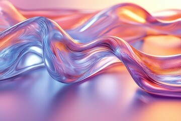 Naklejka premium Abstract Wavy Glass Surface with Pink, Purple, and Orange Gradient
