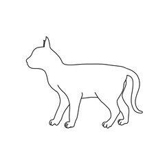 line art of a cute cat on a white background