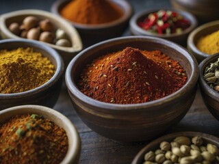 Aromatic Spices in Bowls: A Culinary Delight
