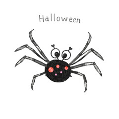 Obraz premium Cute Halloween spider illustration on a white background in a playful doodle style. Generative AI