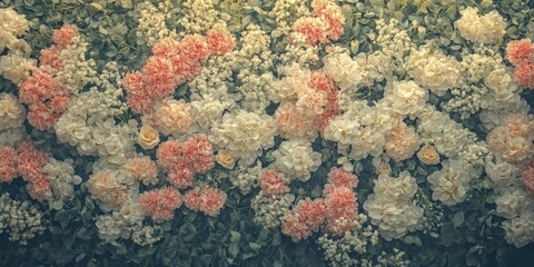 Beautiful Floral Wall with Pink and White Flowers