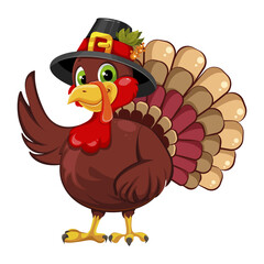 Thanksgiving greeting card with a turkey bird