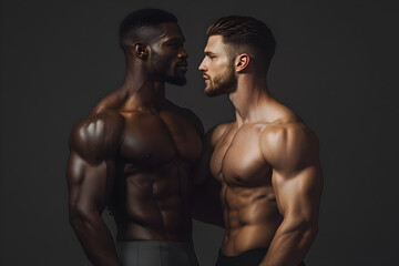 Fototapeta premium Intense Connection Between Two Muscular Men