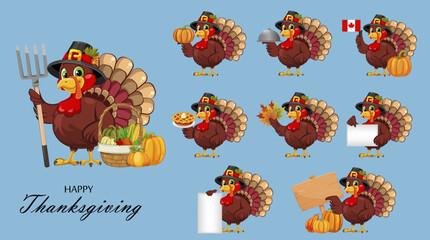 Thanksgiving greeting card with a turkey bird