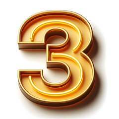 Obraz premium 3d golden neon number 3