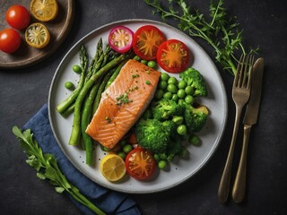 Grilled Salmon with Asparagus, Broccoli, and Peas - A Healthy and Delicious Dinner