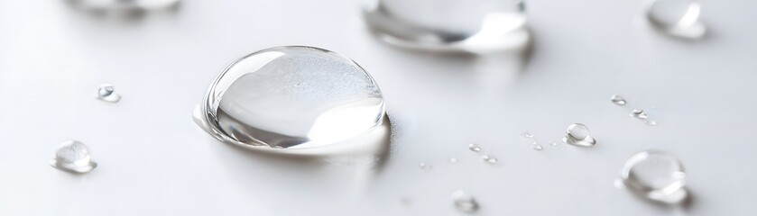 Close-up of Water Droplets on a Smooth White Surface