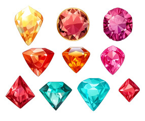 Fototapeta premium Collection_of_various_polished_gemstones for graphic design resource