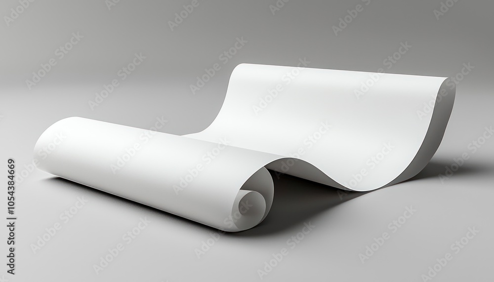 Poster a rolled up sheet of white paper on a gray background
