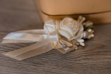 Elegant Wedding Ring Nestled Among Floral Accents