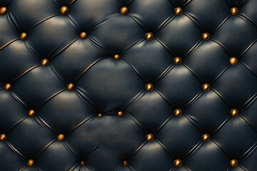 Obraz premium elegance and luxury: black leather upholstery with gold buttons