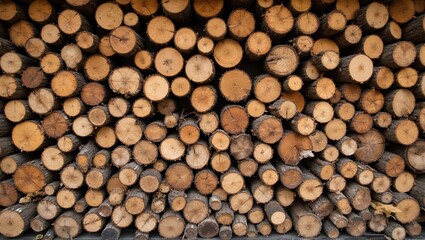 Rustic stacked firewood wall texture