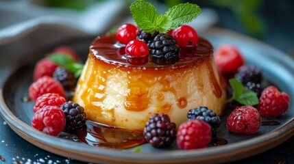 Caramel Custard with Fresh Berries: A Delicious Dessert