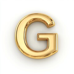 A shiny golden letter "G" on a white background, emphasizing elegance.