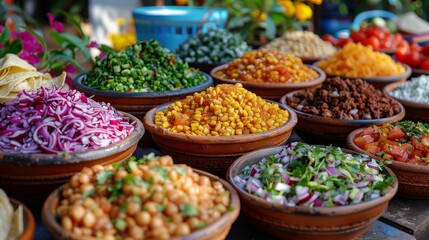 Fototapeta premium Vibrant Street Food: A Colorful Array of Mexican Delights