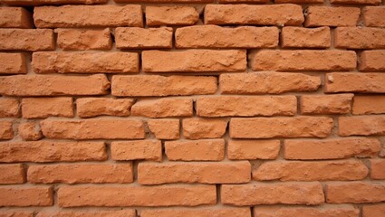 Fototapeta premium Rustic burnt orange clay bricks with earthy handmade texture and imperfections