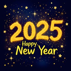 2025 happy new year text on colorful background