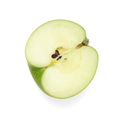 Ripe green apple with slices isolated on white background