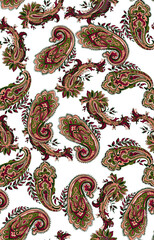 paisley is a perfect model. Damask colorful textile background
