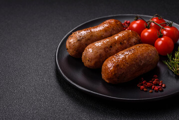 Chicken or pork sausages with salt, spices and herbs