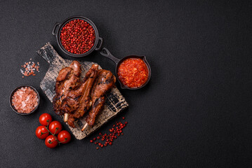 Ribs or rack of beef baked on the grill with salt, spices and herbs