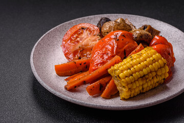 Grilled vegetables peppers, tomatoes, zucchini, onions, carrots, corn, mushrooms