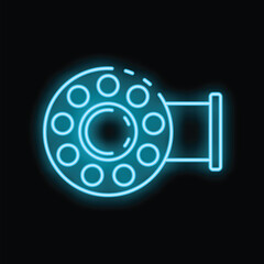 Glowing neon line round valve on black background icon isolated vector illustration