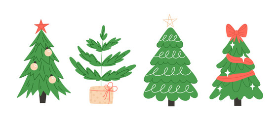 Collection of Festive Christmas Trees
