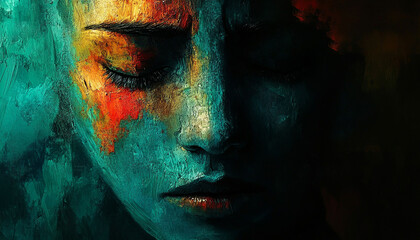 Abstract Portrait of Depression, Emotions Art Wallpaper  Mental Health Background design