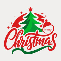 Merry Christmas Typography Design Illustration 
