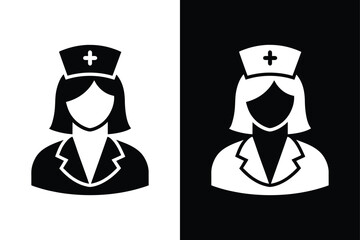 Nurse icon silhouette vector illustration black white background. Nurse icon design