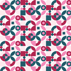 Abstract Pattern seamless with geometric shapes in pink and green colors