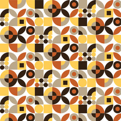 Abstract Pattern seamless with geometric shapes in orange and brown colors
