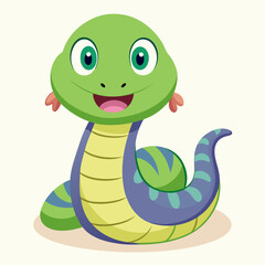 Fototapeta premium Snake with big eyes and a smile: create a world of positive fantasy for your child