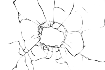 Texture of broken glass on a transparent background