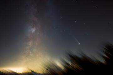 A comet in the sky near mikly way, A3 ATLAS