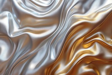 Obraz premium Abstract Silver and Gold Fabric Draped with Soft Waves and Texture