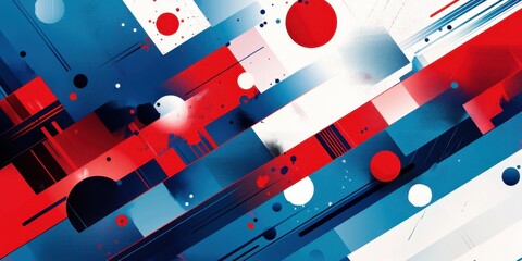 Obraz premium Abstract red and blue geometric background presentation design with diagonal lines and shapes Generative AI