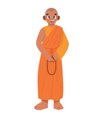 buddhist monk with traditional clothes