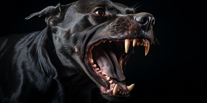 Aggressive dog shows dangerous teeth. Generative AI.