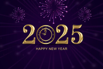 2025 happy new year with sparlkers and firework new celebration