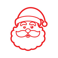 Classic Santa Claus Face Outline,Christmas Santa Claus Face Drawing,Black and White Santa Claus Illustration