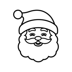 Classic Santa Claus Face Outline,Christmas Santa Claus Face Drawing,Black and White Santa Claus Illustration