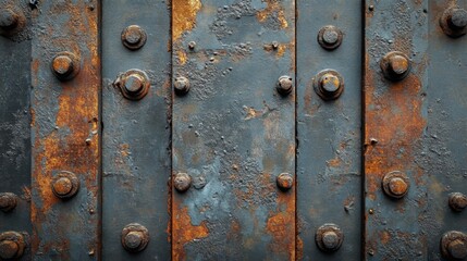 Fototapeta premium Rusty metal door with rivets