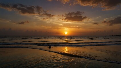 Fototapeta premium Sunset over Negombo, Sri Lanka.