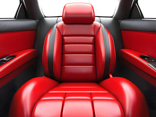 Obraz premium Luxury Red Leather Car Seat Interior with Black Accents and Contemporary Design