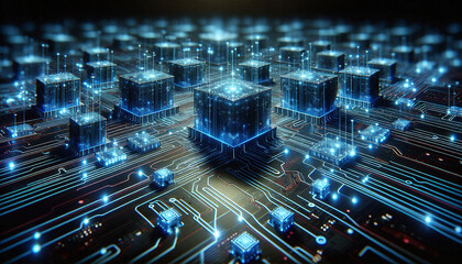 High-Tech Data Center on Microchip Concept Art