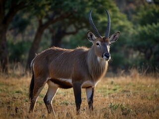 Naklejka premium The waterbuck, a large antelope found in sub-Saharan Africa.